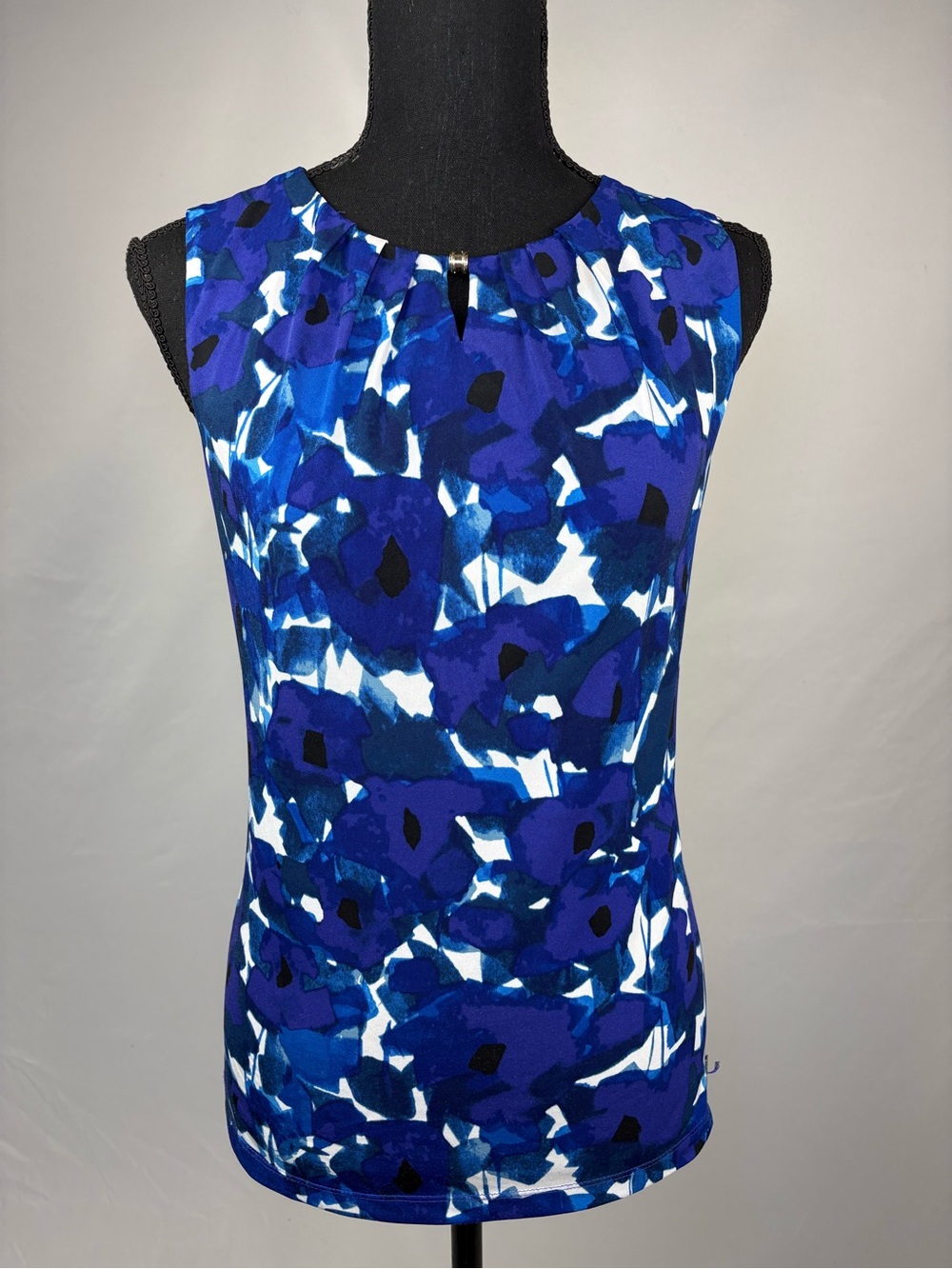 Blouse Sleeveless Blue Floral Medium